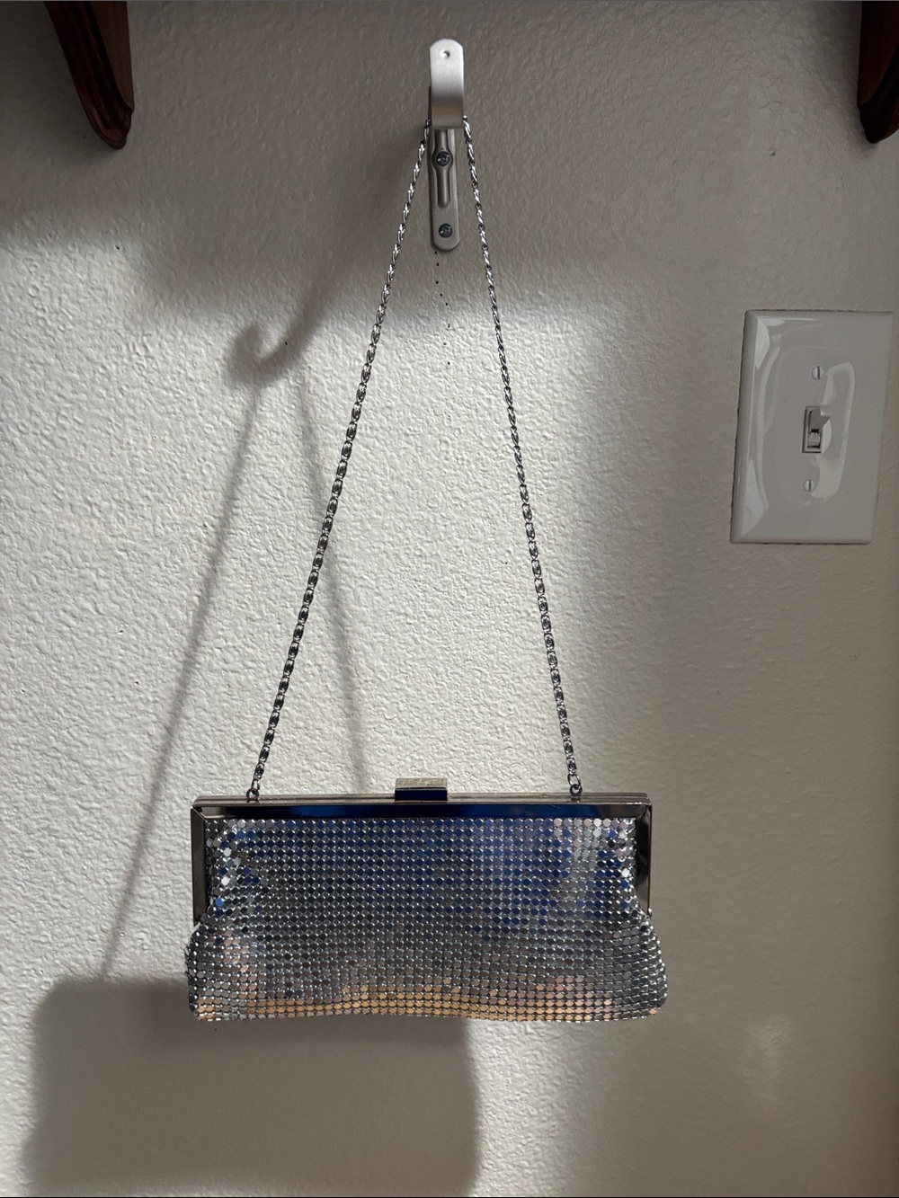 Style & Co Silver Mesh Evening Clutch Shoulder Bag